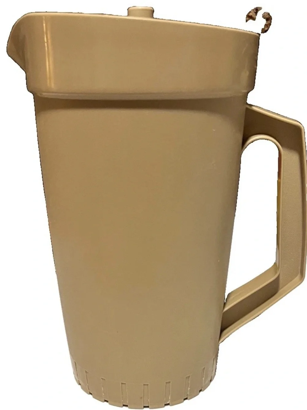 Vintage Tupperware Almond Pitcher #800 Half Gallon Push Button Lid Beige Brown